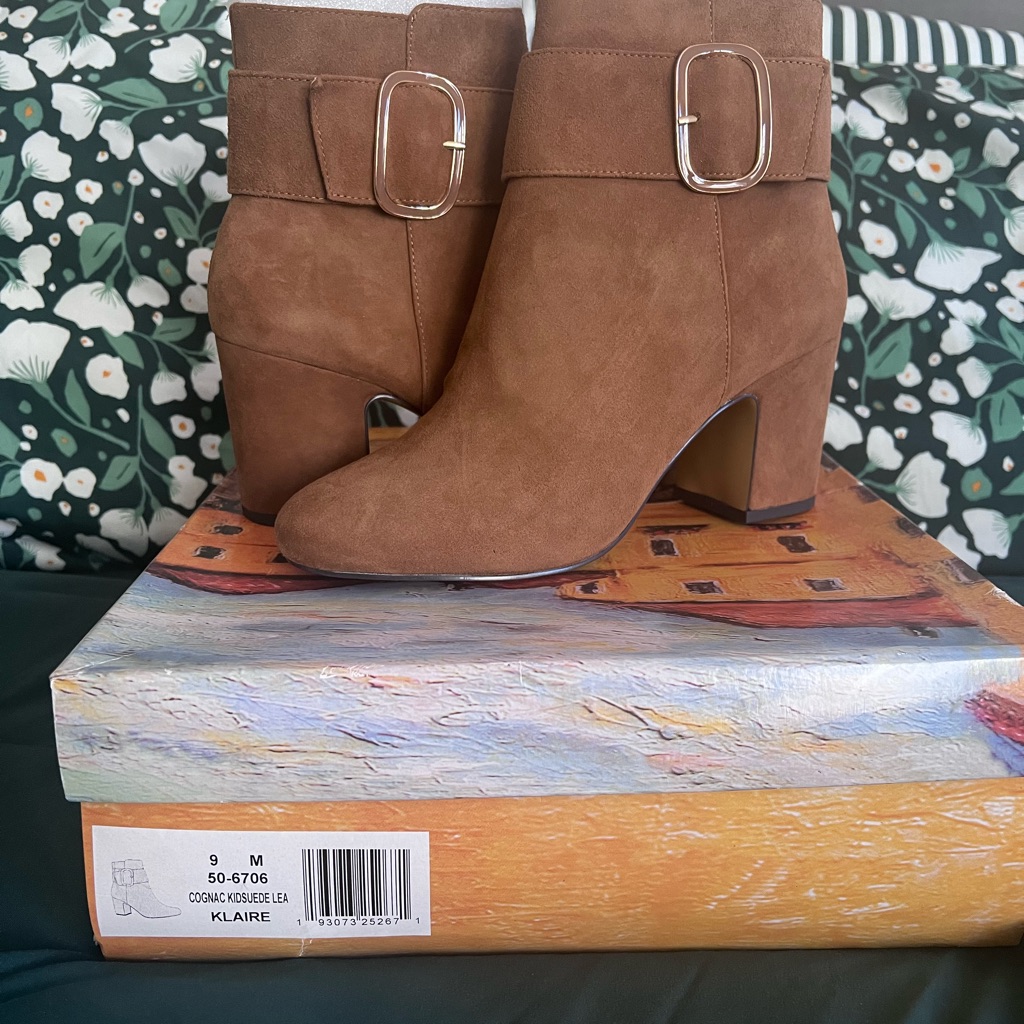 Cognac Suede Booties